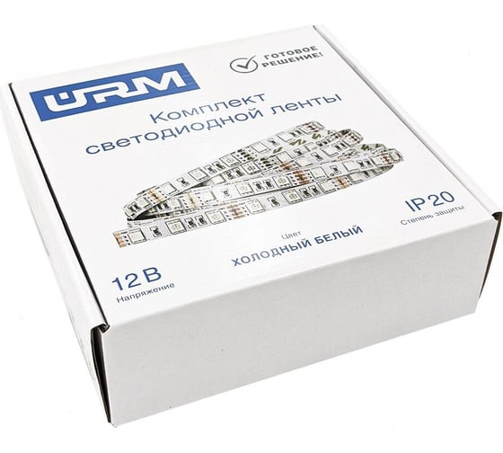 Комплект светодиодной ленты URM, 5050-60led-12V-14.4W, 1200LM/m-IP20, 6500К 5m N01019