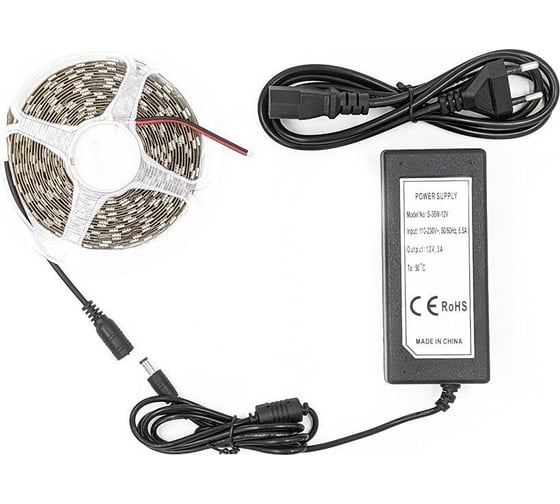 Комплект светодиодной ленты URM, 5050-60led-12V-14.4W, 1200LM/m-IP20, 6500К 5m N01019