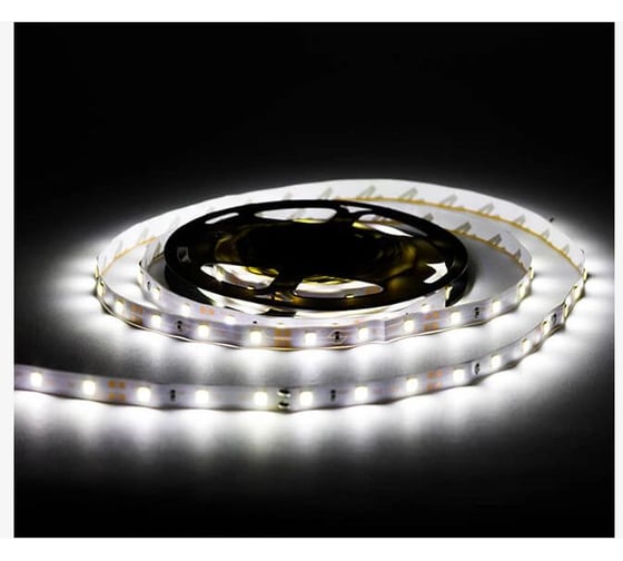 Светодиодная лента URM, 60 LED, 12 В, 4.8 Вт, 6-8 лм, IP65, холодный белый 6500 К С10085 1