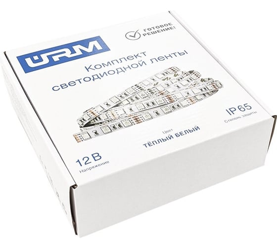Комплект светодиодной ленты URM, 5050-60led-12V-14.4W, 1200LM/m-IP65, 3000К 5m N01023