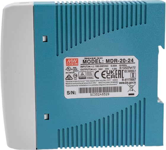 Источник питания Mean Well MDR-20-24 AC-DC 24Вт Т00249982