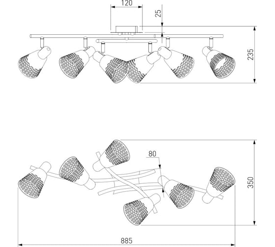 Потолочный светильник Eurosvet СПОТЫ, E14, 20053, 6-ти рожковый, хром 00000077918
