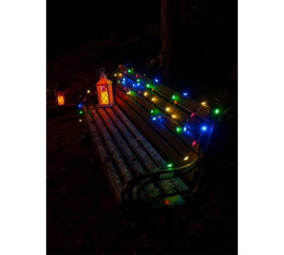 Светодиодная уличная гирлянда ЧУДЕСНЫЙ САД GRG-N550 Снежинки, 50 LED, 4 цвета, 5м, на 3xAA 4606400206897