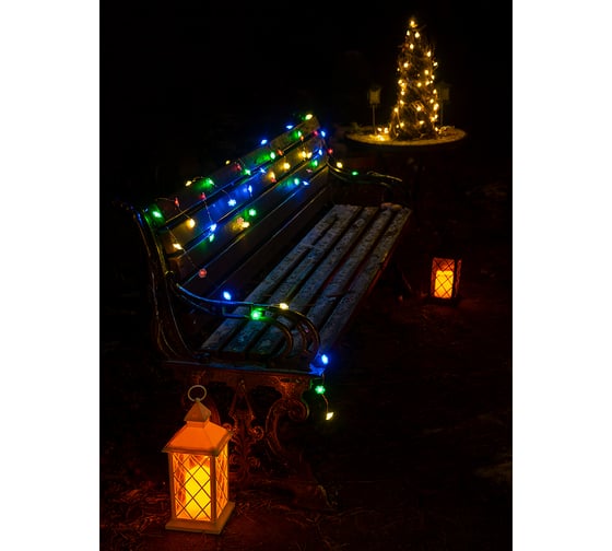 Светодиодная уличная гирлянда ЧУДЕСНЫЙ САД GRG-N550 Снежинки, 50 LED, 4 цвета, 5м, на 3xAA 4606400206897