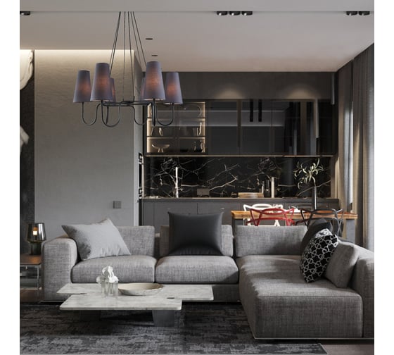 Подвесная люстра Lumien Hall СИРИНГА 4006/6P-BK-GR-BL