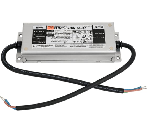 Источник питания Mean Well ELG-75-C700A-3Y AC-DC 74.9Вт Т02600755