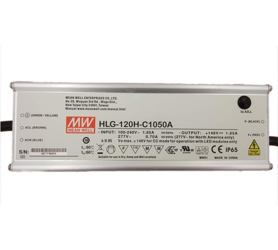LED-драйвер Mean Well HLG-120H-C1050A AC-DC 155Вт Т02171875