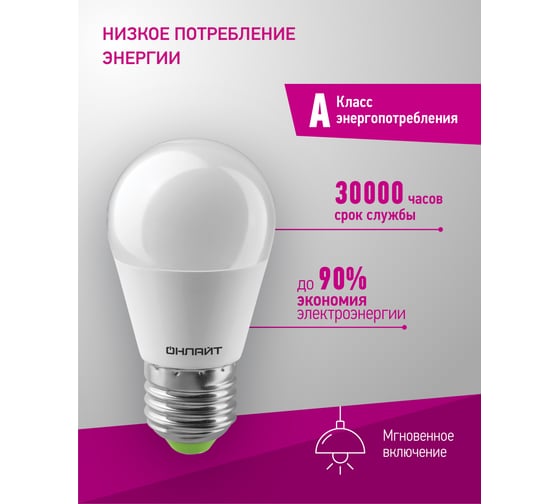 Лампа ОНЛАЙТ 90 462 OLL-G45-15-230-4K-E27-FR 90462
