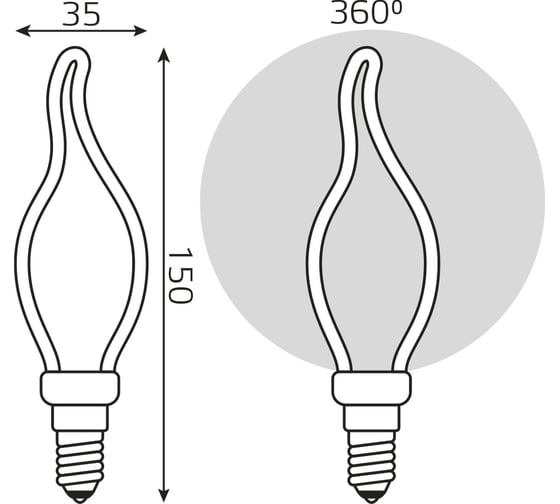 Лампа LED Gauss Filament Bulbless CT35 Milky E14 4W 330lm 2700K 35х150mm 1/10/100 1000801104