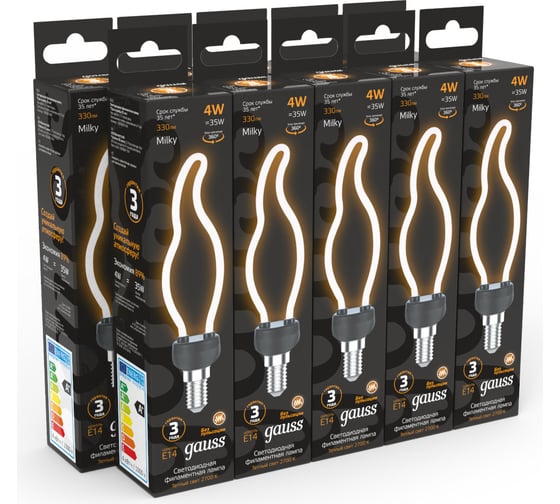Лампа LED Gauss Filament Bulbless CT35 Milky E14 4W 330lm 2700K 35х150mm 1/10/100 1000801104