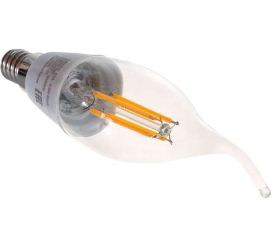 Умная Wi-fi филаментная лампочка Gauss, Smart Light DIM E14 CF35 4,5 Вт 2700-6500K, диммируемая, управление голосом/смартфоном 1260112