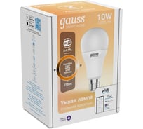 Умная Wi-fi лампочка Gauss, Smart Light DIM E27 А60 10 Вт 2700K, диммируемая, управление голосом/смартфоном 1070112