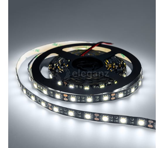Светодиодная лента Eleganz LUX 5050 60 LED 14.4W/M 12V холодная 6000К ЧЕРНАЯ ОСНОВА 9007