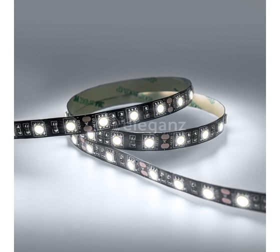 Светодиодная лента Eleganz LUX 5050 60 LED 14.4W/M 12V холодная 6000К ЧЕРНАЯ ОСНОВА 9007