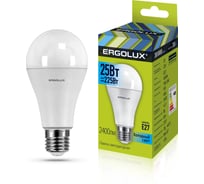 Светодиодная лампа Ergolux LED-A65-25W-E27-4K ЛОН, 25Вт, E27, 4500K, 180-240В 14236