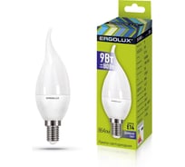 Светодиодная лампа Ergolux LED-CA35-9W-E14-6K свеча на ветру, 9Вт, E14, 6500K, 180-240В 14233