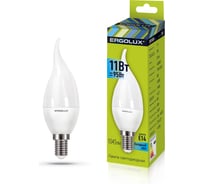 Светодиодная лампа Ergolux LED-CA35-11W-E14-6K свеча на ветру, 11Вт, E14, 6500K, 180-240В 14234