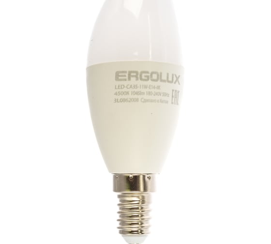 Светодиодная лампа Ergolux LED-CA35-11W-E14-4K свеча на ветру, 11Вт, E14, 4500K, 180-240В 14235