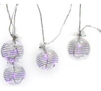 Гирлянда SHLights из 6 прозрачных шаров с орнаментом BAL18V-S08-C