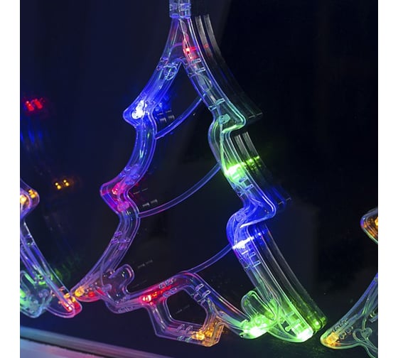 Гирлянда-бахрома Luazon DECOR, Елки, IP20, ширина 2.4 м, высота 0.9 м, Н.С. LED-138-220V, 8 режимов, МУЛЬТИ 2361709