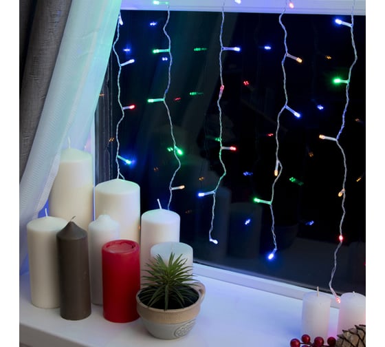 Гирлянда Luazon ЗАНАВЕС ECO, IP20, УМС вилка, ширина: 2 м, высота: 1.5 м, Н.С. LED-360-220V, 8 режимов, МУЛЬТИ 1080461