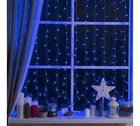 Гирлянда Luazon ЗАНАВЕС ECO, IP20, УМС вилка, ширина: 2 м, высота: 1.5 м, Н.С. LED-360-220V, 8 режимов, синий 1080463