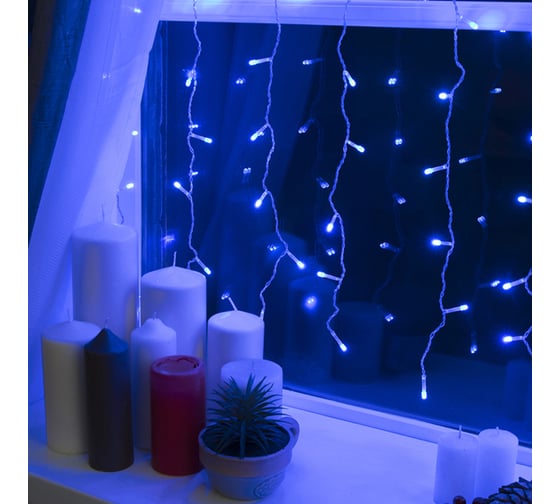 Гирлянда Luazon ЗАНАВЕС ECO, IP20, УМС вилка, ширина: 2 м, высота: 1.5 м, Н.С. LED-360-220V, 8 режимов, синий 1080463