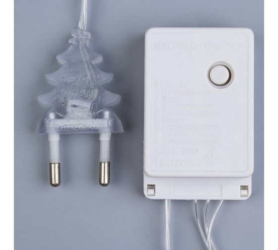 Гирлянда-нить Luazon DCR, 4 м, с насадками Шарики орнамент 2.5 см, IP20, Н.С. LED-20-220V, 8 режимов, БЕЛЫЙ 2388636