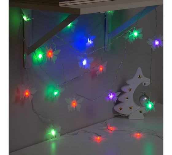 Гирлянда-нить Luazon DCR, 5 м, с насадками Бабочка малая, IP20, Н.С. LED-20-220V, мигание, МУЛЬТИ 1080384