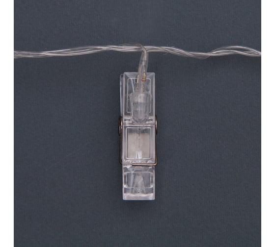 Гирлянда-нить Luazon DCR, 5 м, с насадками Прищепки, IP20, Н.С. LED-30-220V, 8 режимов, ТЕПЛО-БЕЛЫЙ 2433911
