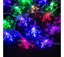 Гирлянда-нить Luazon DCR, 5 м, с насадками Снежинки большие, IP20, Н.С. LED-20-220V, мигание, МУЛЬТИ 703327