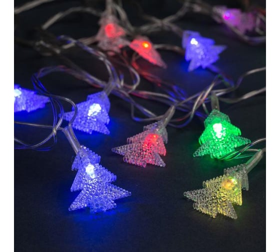 Гирлянда-нить Luazon DCR, 5 м, с насадками Елка в крапинку, IP20, Н.С. LED-20-220V, мигание, МУЛЬТИ 185505