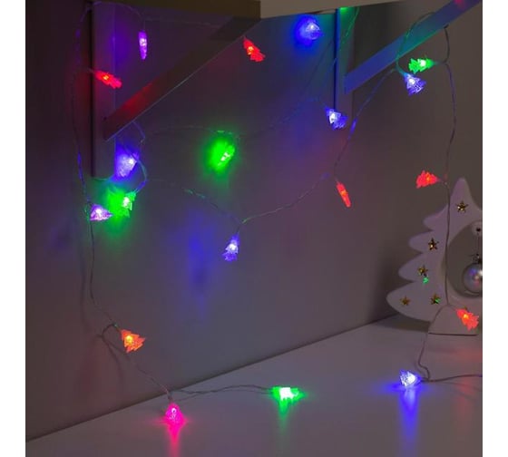 Гирлянда-нить Luazon DCR, 5 м, с насадками Елка в крапинку, IP20, Н.С. LED-20-220V, мигание, МУЛЬТИ 185505