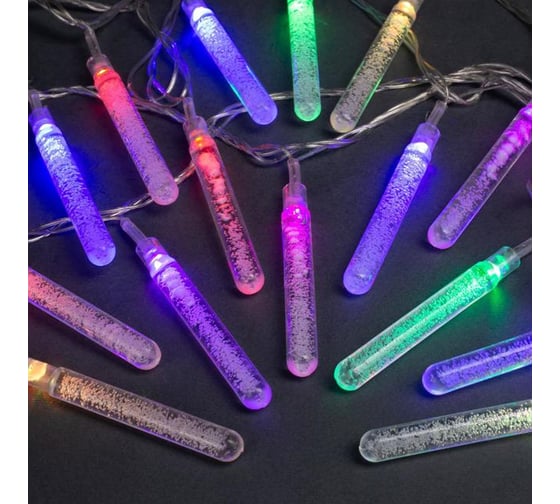 Гирлянда-нить Luazon DCR, 5 м, с насадками Сосульки с пузырьками, IP20, Н.С. LED-20-220V, мигание, МУЛЬТИ 185515 1