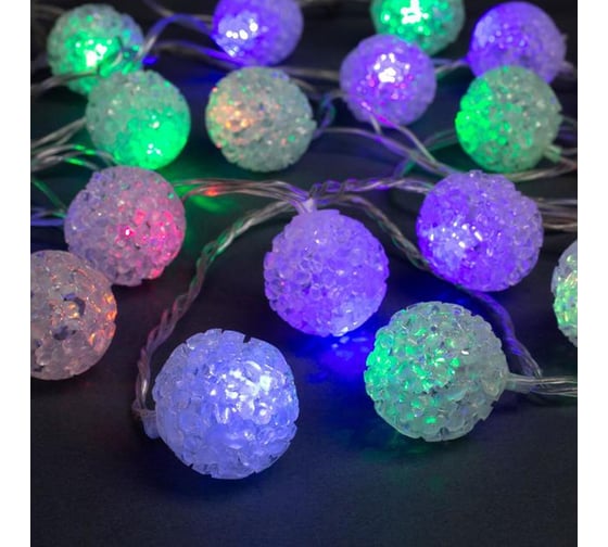 Гирлянда-нить Luazon DCR, 5 м, с насадками Шарики акриловые, IP20, Н.С. LED-20-220V, мигание, МУЛЬТИ 704856 1