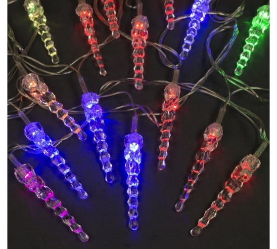 Гирлянда-нить Luazon DCR, 5 м, с насадками Сосулька тающая, IP20, Н.С. LED-20-220V, мигание, МУЛЬТИ 185512