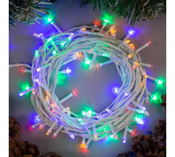 Гирлянда-нить Luazon ECO, IP20, 10 м, Н.Б. LED-100-220V, 8 режимов, МУЛЬТИ 3556795