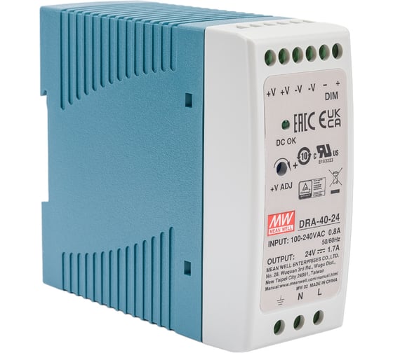 Источник питания Mean Well AC/DC DRA-40-24 40.8Вт Т02280813
