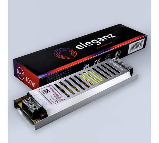 Блок питания Eleganz 12V 100W негерметичный СВЕРХУЗКИЙ IP20 1194