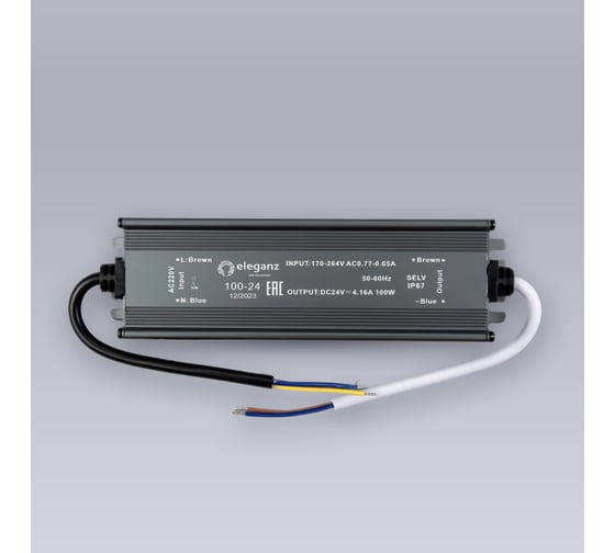 Блок питания Eleganz 24V 100W герметичный, узкий IP67 EL-0800
