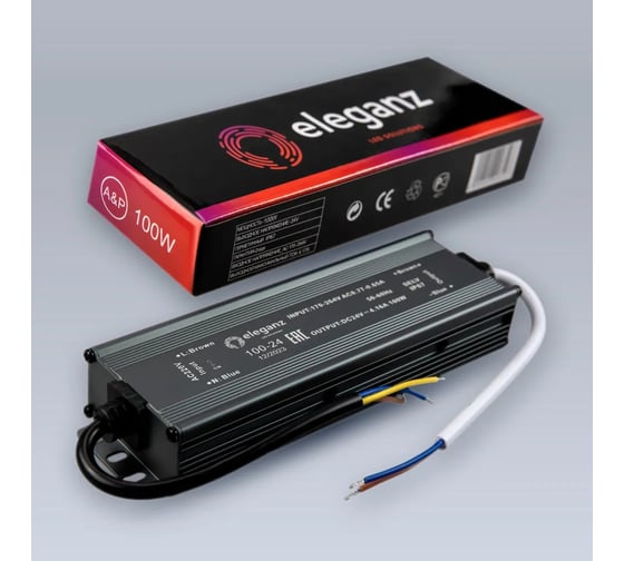 Блок питания Eleganz 24V 100W герметичный, узкий IP67 EL-0800