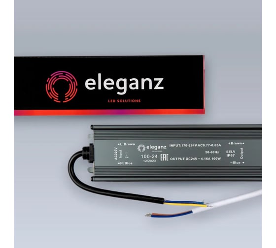 Блок питания Eleganz 24V 100W герметичный, узкий IP67 EL-0800