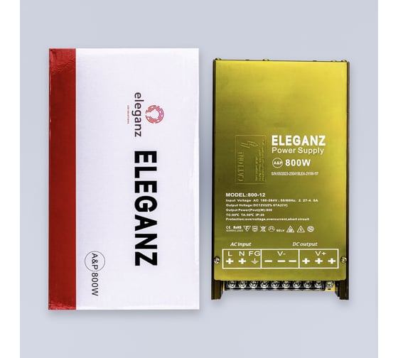 Блок питания Eleganz 12V 800W негерметичный узкий IP20 1126