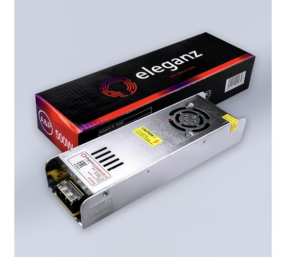 Блок питания Eleganz 12V 500W негерметичный узкий IP20 1115