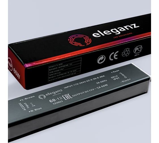 Блок питания Eleganz 12V 60W герметичный IP67 1117