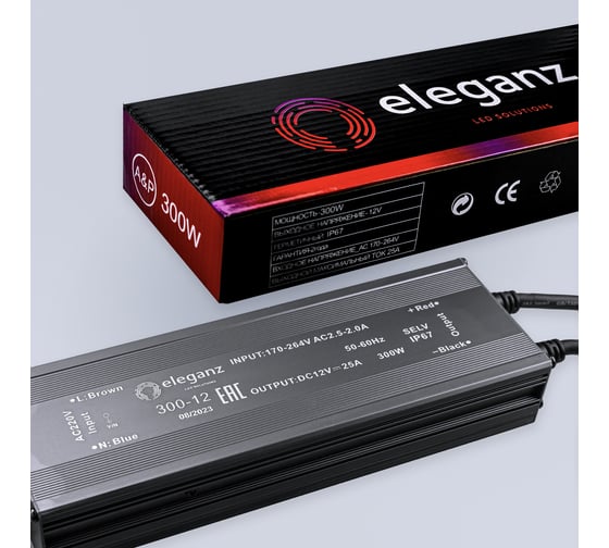 Блок питания Eleganz 12V 300W герметичный IP67 1188