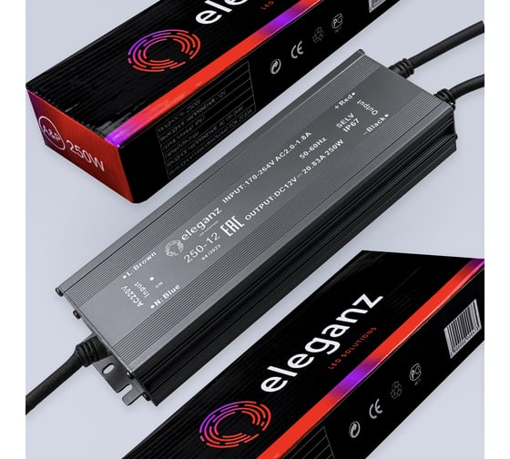 Блок питания Eleganz 12V 250W герметичный IP67 1189