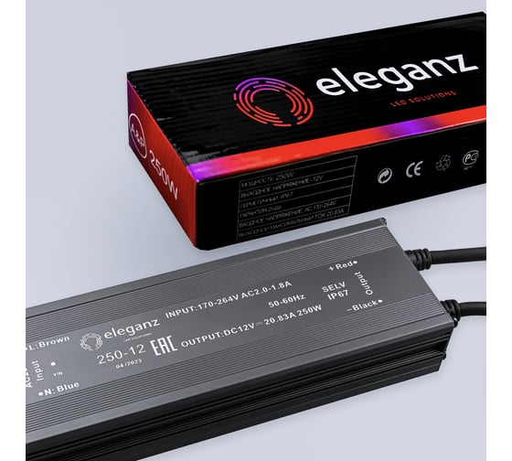Блок питания Eleganz 12V 250W герметичный IP67 1189