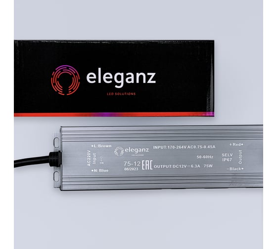 Блок питания Eleganz 12V 75W герметичный IP67 1119