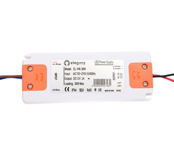 Сверхтонкий блок питания Eleganz 12V 36W 128*50*11 IP44 EL-VW-36W